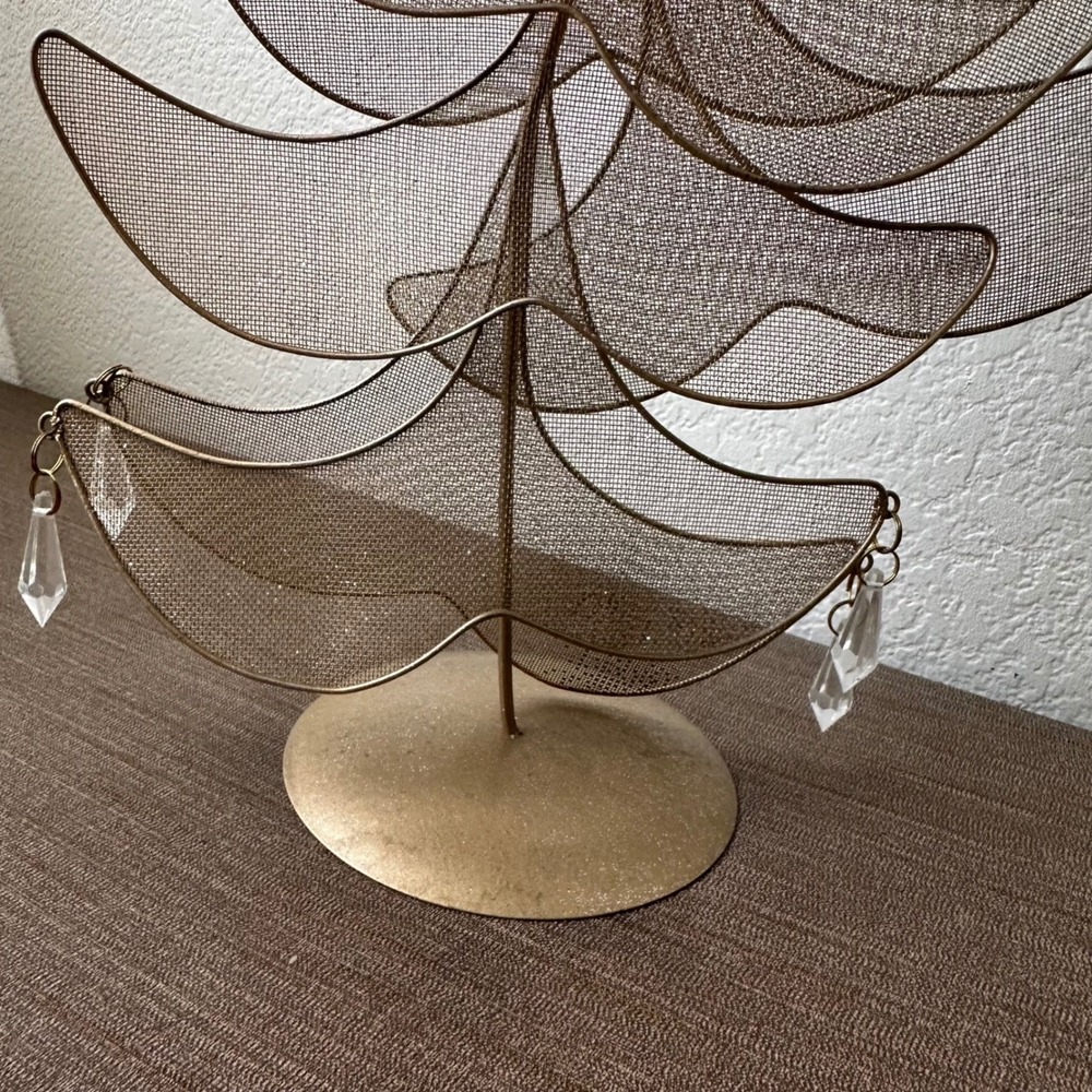 Pier 1 Christmas Tree Decor Gold Wire Mesh Star Crystal Tabletop 22in Large - Picture 4 of 8